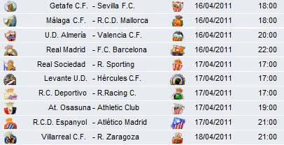 Liga Española 2010/11 1ª División: horarios y retransmisiones de la Jornada 32 con el Real Madrid-F.C. Barcelona