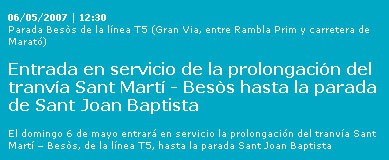 El tranvía llega hasta Sant Joan Baptista