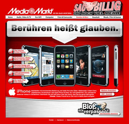 Mediamarkt de Alemania anuncia el iPhone