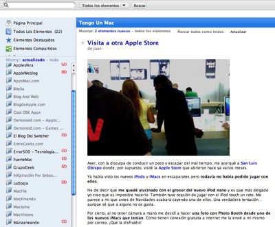 Google Reader al estilo Mac