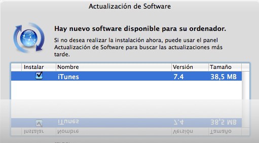 iTunes se actualiza a 7.4