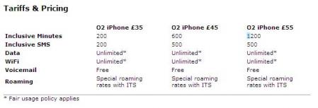 tarifas iphone UK