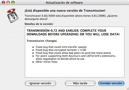 Nueva update para Transmission