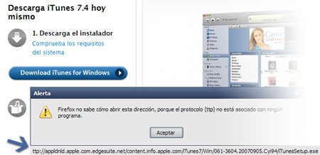 Enlace roto en la web de Apple