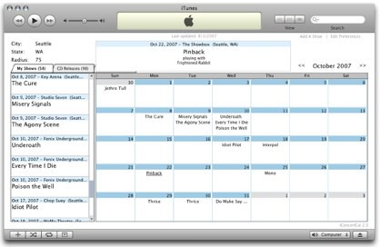 Sincroniza tu calendario de conciertos favoritos en iTunes