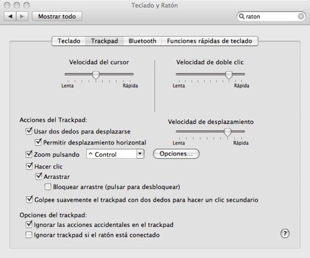 Sobre el trackpad del macbook