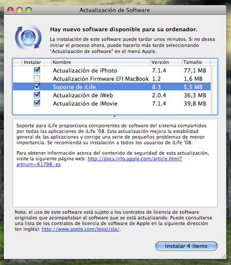 Actualización para el iLife 08