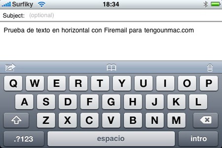 Mails con el iphone apaisado