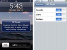 Capturas de pantalla de las notificaciones push en el iPhone 3.0