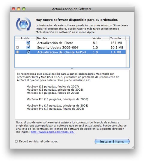 Actualizaciones: iPhoto 09, Seguridad y WiFi