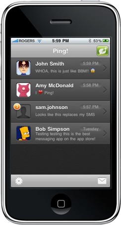 Mensajería instantánea entre iPhones gracias a Ping!