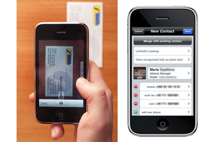 Lector de tarjetas de negocios en el iPhone