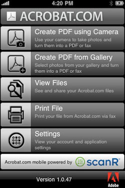 Disponible Acrobat.com Mobile en la App Store