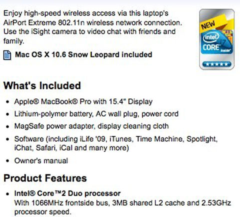 Best Buy muestra el logo de los Intel Core i7 junto a los MacBook Pro