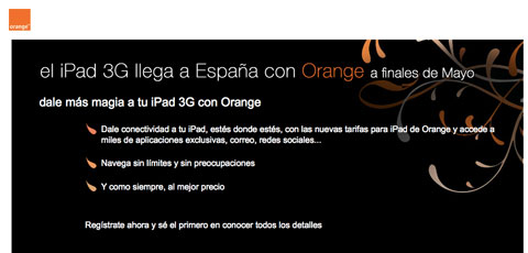 Orange ya muestra información sobre el iPad en su web