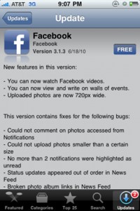 Facebook para iPhone llega a la versión 3.1.3