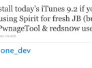 El jailbreak con Spirit no funciona con iTunes 9.2