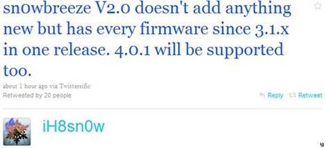 Sn0wbreeze 2.0 será compatible con todos los dispositivos con iOS 4 y 4.1 Beta