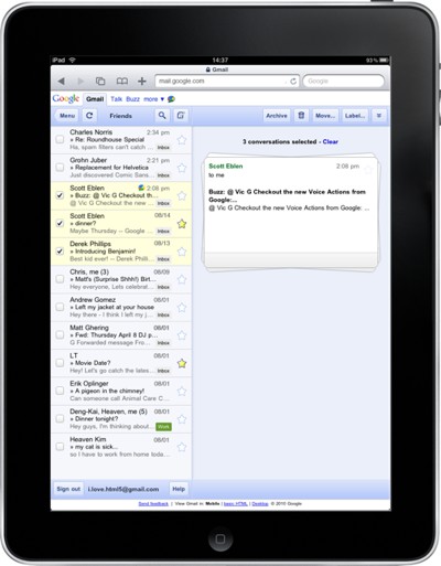 La versión web de Gmail se actualiza para iPad