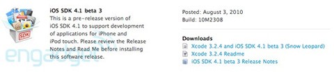 Disponible IOS 4.1 beta 3