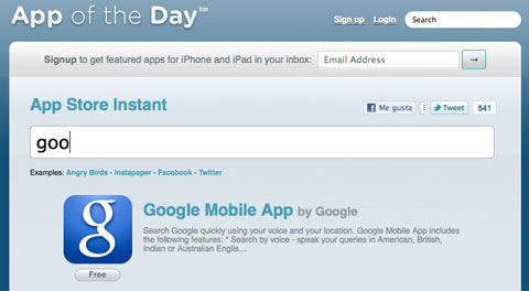 App of the day también incorpora Instant