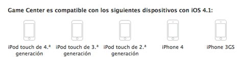 Game Center no será compatible con el iPhone 3G