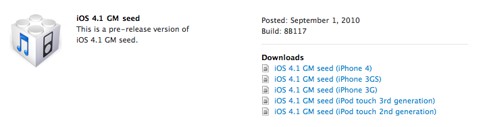 Disponible iOS 4.1 GM para desarrolladores