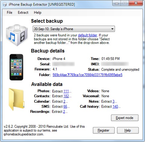 iPhone Backup Extractor, recupera los datos personales de tu iPhone