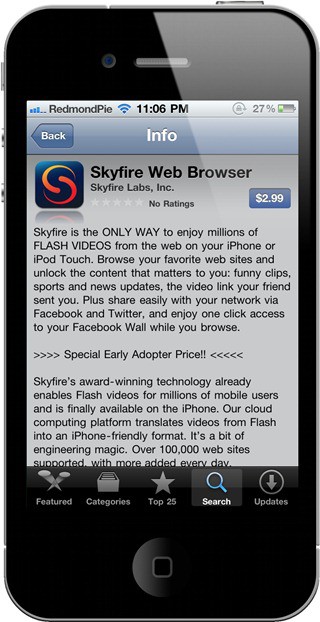 Ya disponible Skyfire para iPhone, iPod Touch y iPad