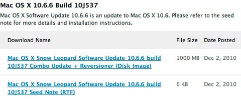 Apple entrega una nueva beta de Mac OS X 10.6.6 a los desarrolladores