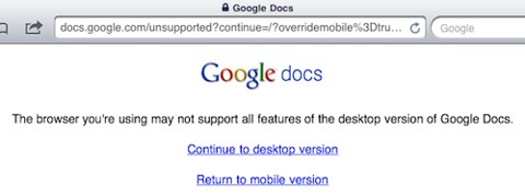 Version de escritorio de Google Docs ya funciona en el iPad