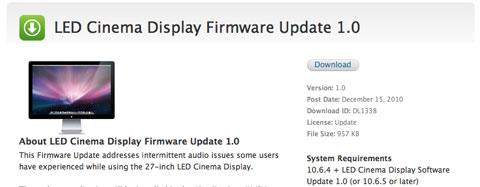 Apple lanza una actualización de firmware para el LED Cinema Display de 27 pulgadas