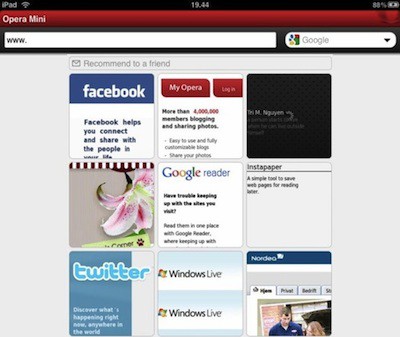 Opera Mini para iPad