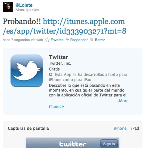 Twitter integra previsualización de aplicaciones de la AppStore