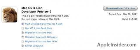 Apple entrega a los desarrolladores una nueva versión de Lion