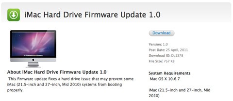 Actualización de firmware para los iMac de mitad del 2010