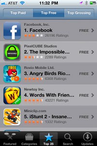 Apple puede haber cambiado los tops de aplicaciones de la AppStore