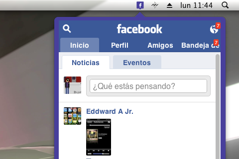 Facebox: un acceso directo a Facebook desde la barra de menús