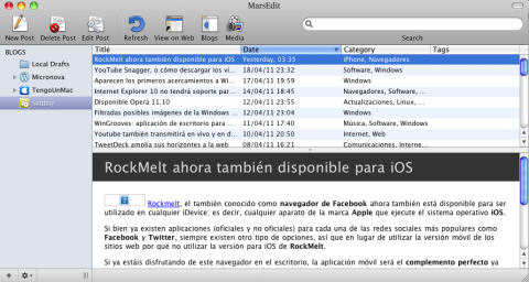 MarsEdit, soberbia herramienta para bloggers