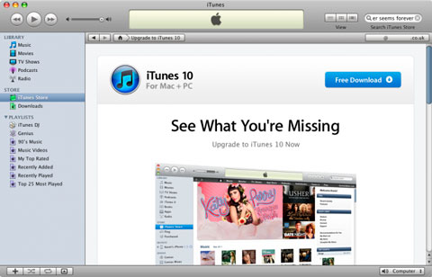 La iTunes Store se cierra a versiones anteriores a iTunes 10