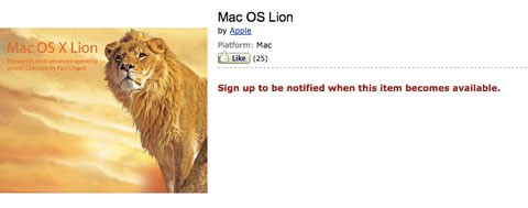 Amazon ya lista Mac OS X 10.7 Lion en su catálogo