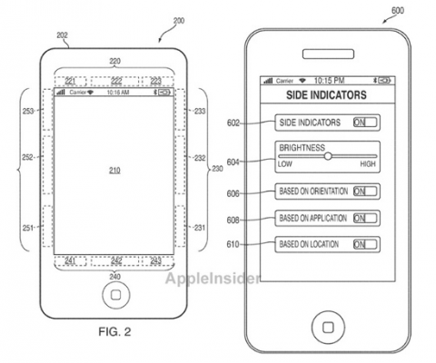 Los futuros dispositivos iOS podrían tener indicadores y botones táctiles en los laterales de la pantalla