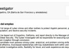 Apple busca un Cyber Investigador