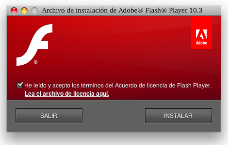 Disponible Adobe Flash Player 10.3