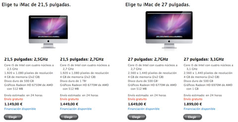 Apple actualiza la gama iMac. Nuevos procesadores, chips gráficos y puerto Thunderbolt