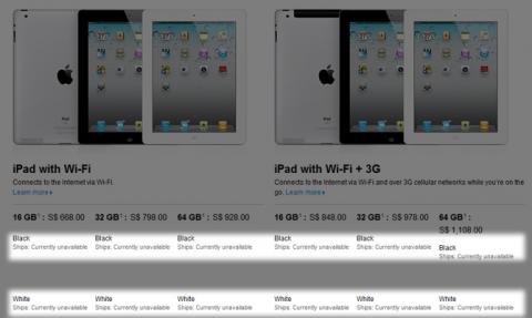 Problemas de disponibilidad del iPad 2 en Singapur y Corea del Sur