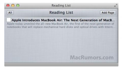 Reading list, otra de las posibles nuevas funcionalidades de Lion