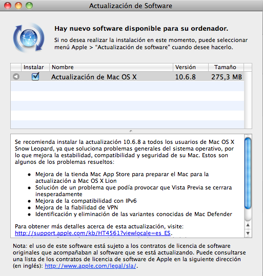 Ya está disponible Mac OS X 10.6.8 ¿La última actualización antes de Lion?