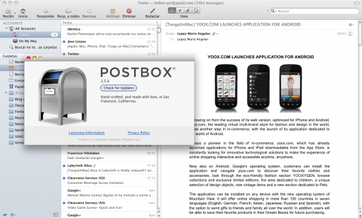 Postbox2.5 Postbox 2.5 cliente de correo electrónico para Mac