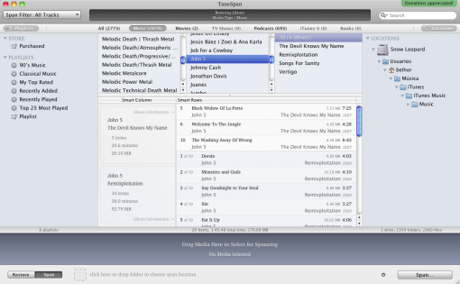 Transfiere el contenido de iTunes a otro disco externo con TuneSpan
